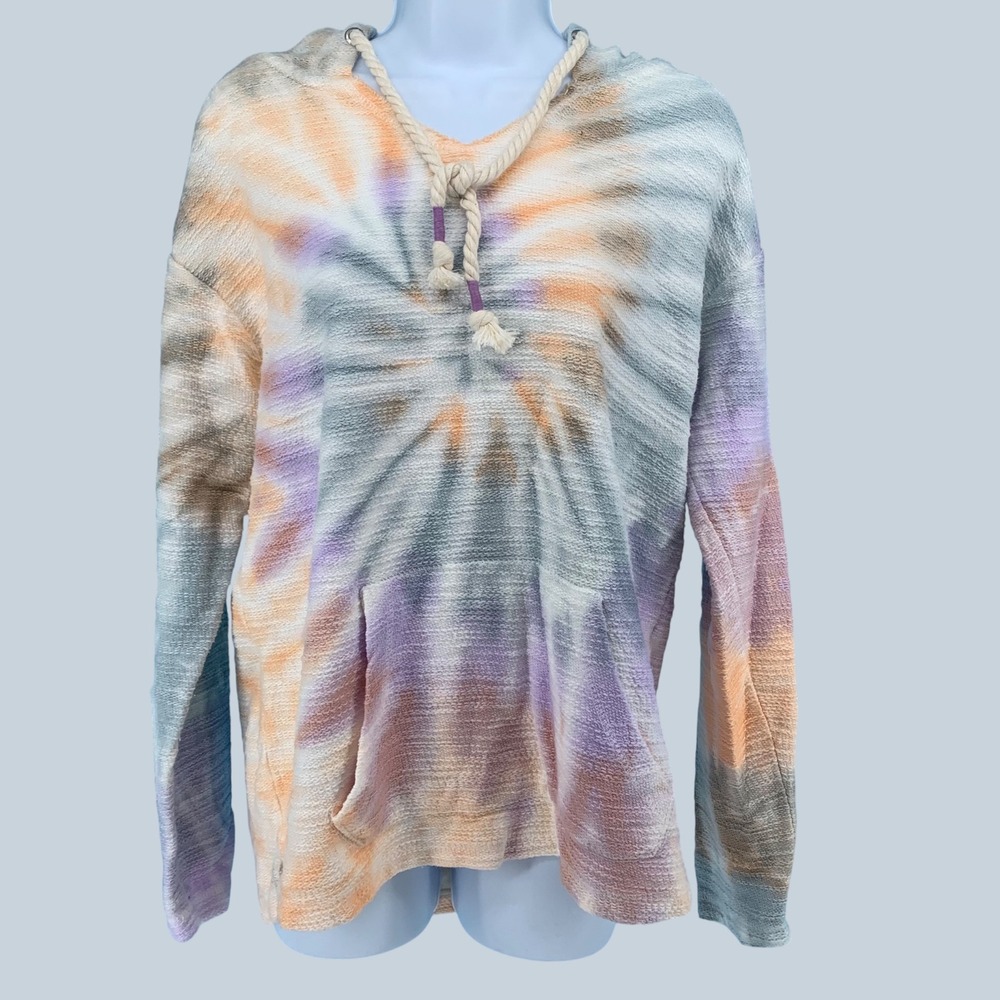 Dreamsicle Tie Dye Beach Hoodie Sweatshirt Women's Medium